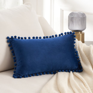 Blue pom pom pillow best sale